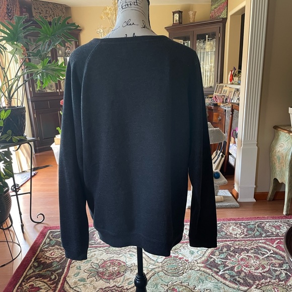 American Eagle Outfitters Grey Sequin Penguin Fleece Pullover Sweatshirt - Picture 3 of 4